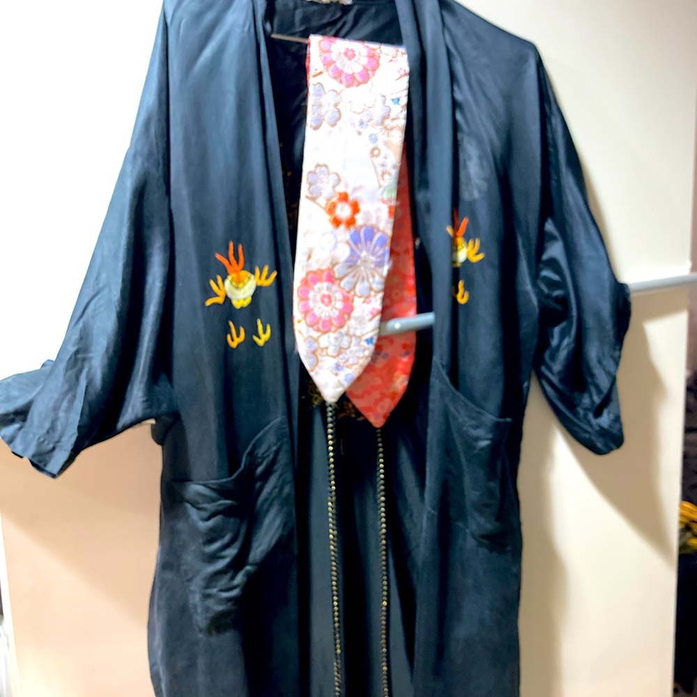Black kimono and ceremonial band